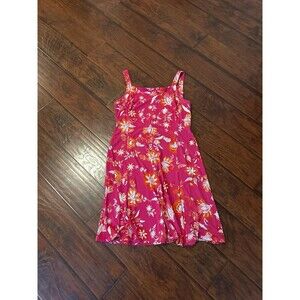 Chaps Hot Pink & Orange Floral Print Strappy Square-Neck Midi Dress size 10